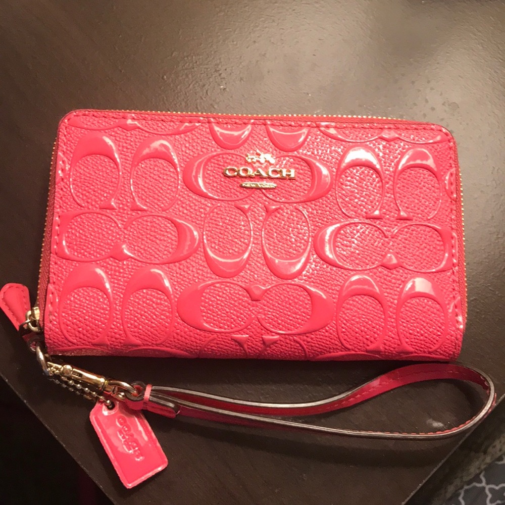 Pink Coach double zip wallet
